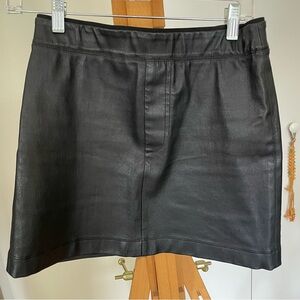 Helmet lang black leather mini skirt